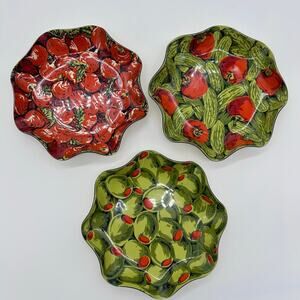 Vintage Appetizer Serving Dishes Set of Three Plates Antipasto Olives Radishes